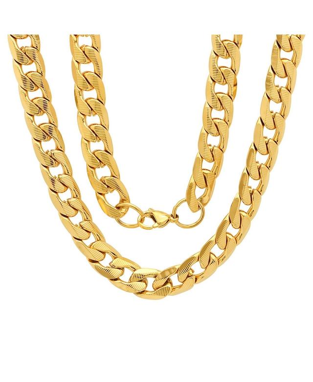 Steeltime Mens 18k gold Plated Stainless Steel Accented 6mm Cuban Chain 24 Necklaces Product Image