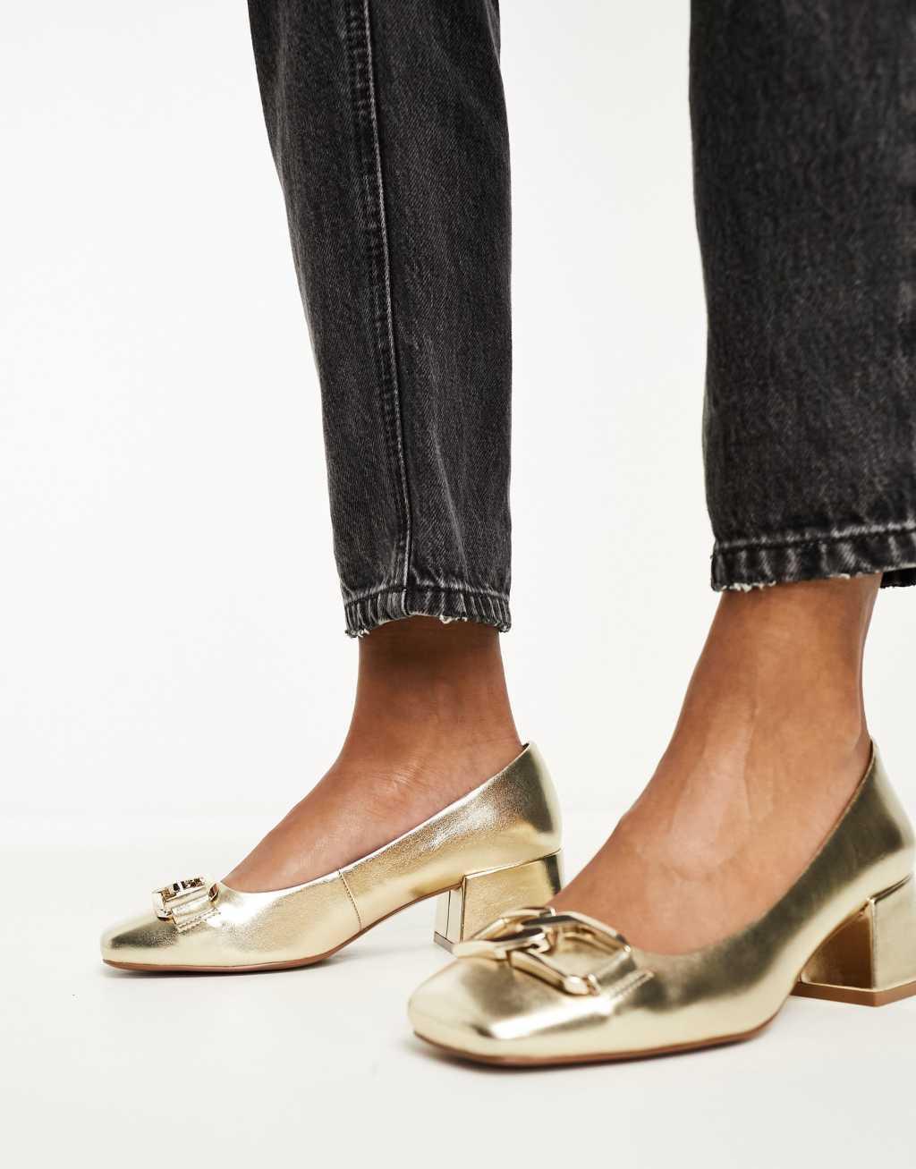 ASOS DESIGN Skylar chain detail mid heeled shoes Product Image