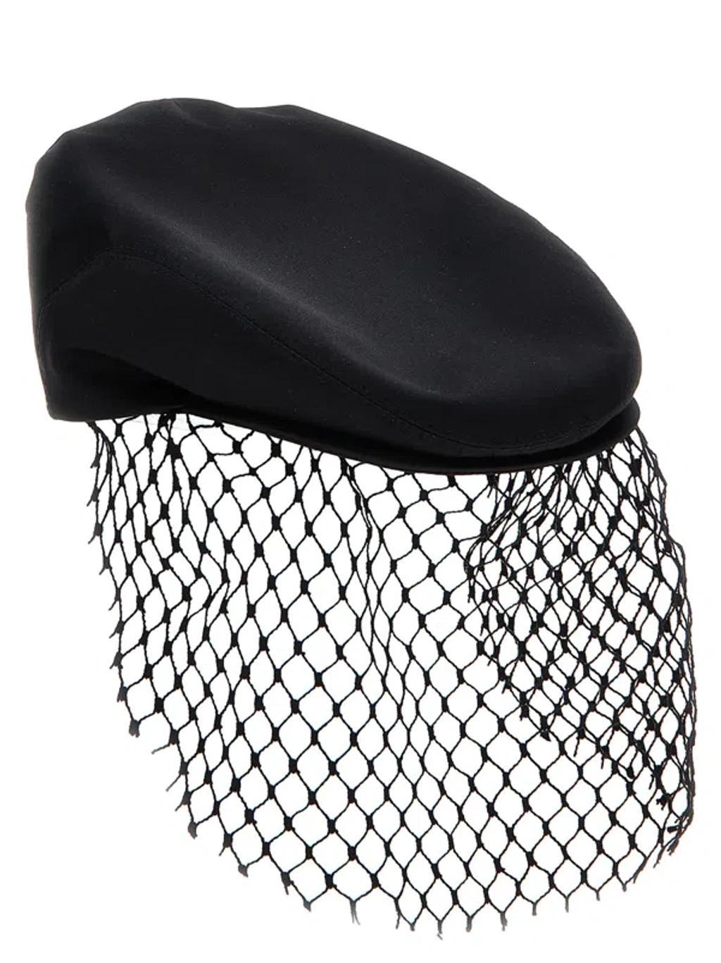 Satin Veil Cap Hats Black Product Image