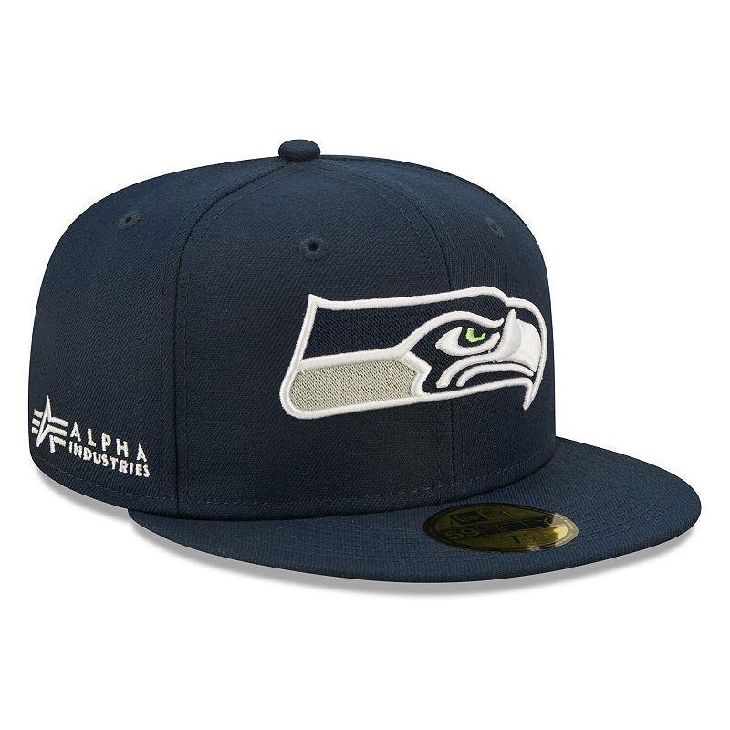 Mens New Era x Alpha Industries College Seattle Seahawks Alpha 59FIFTY Fitted Hat Blue Product Image