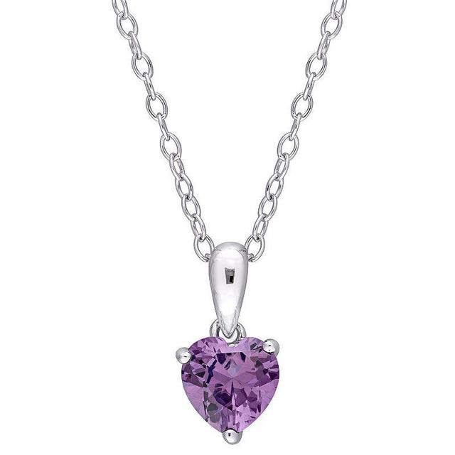 Stella Grace Sterling Silver & Gemstone Heart Stud Pendant Necklace, Womens Purple Product Image