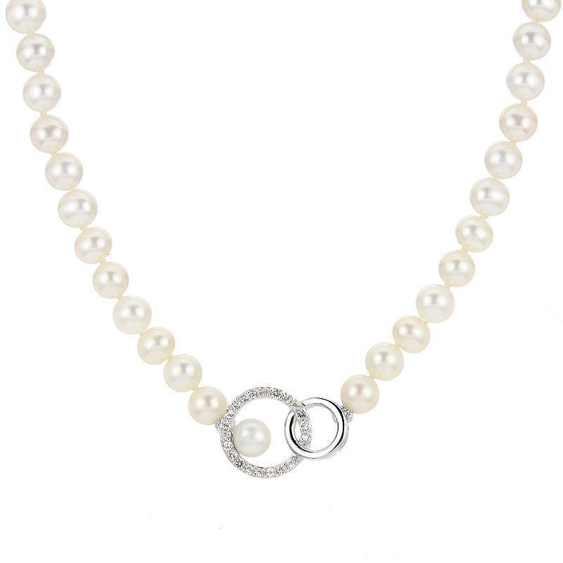 PearLustre by Imperial Freshwater Cultured Pearl & White Topaz Halo Necklace, Womens Product Image