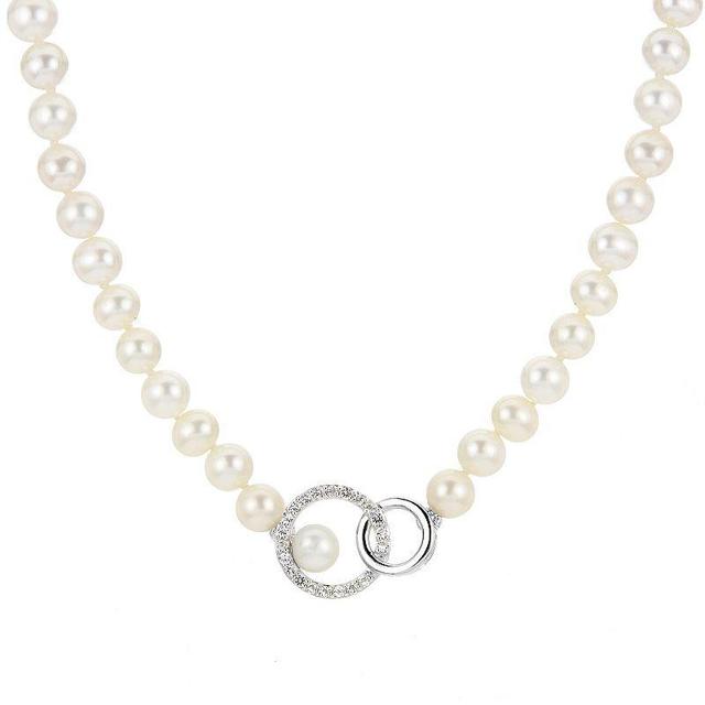 PearLustre by Imperial Freshwater Cultured Pearl & White Topaz Halo Necklace, Womens Product Image