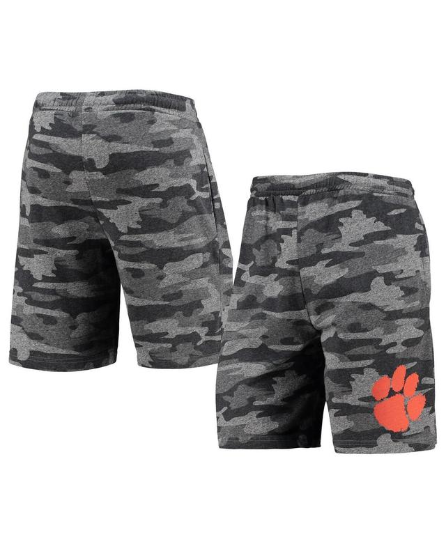 Mens Charcoal and Gray Clemson Tigers Camo Backup Terry Jam Lounge Shorts - Charcoal Product Image