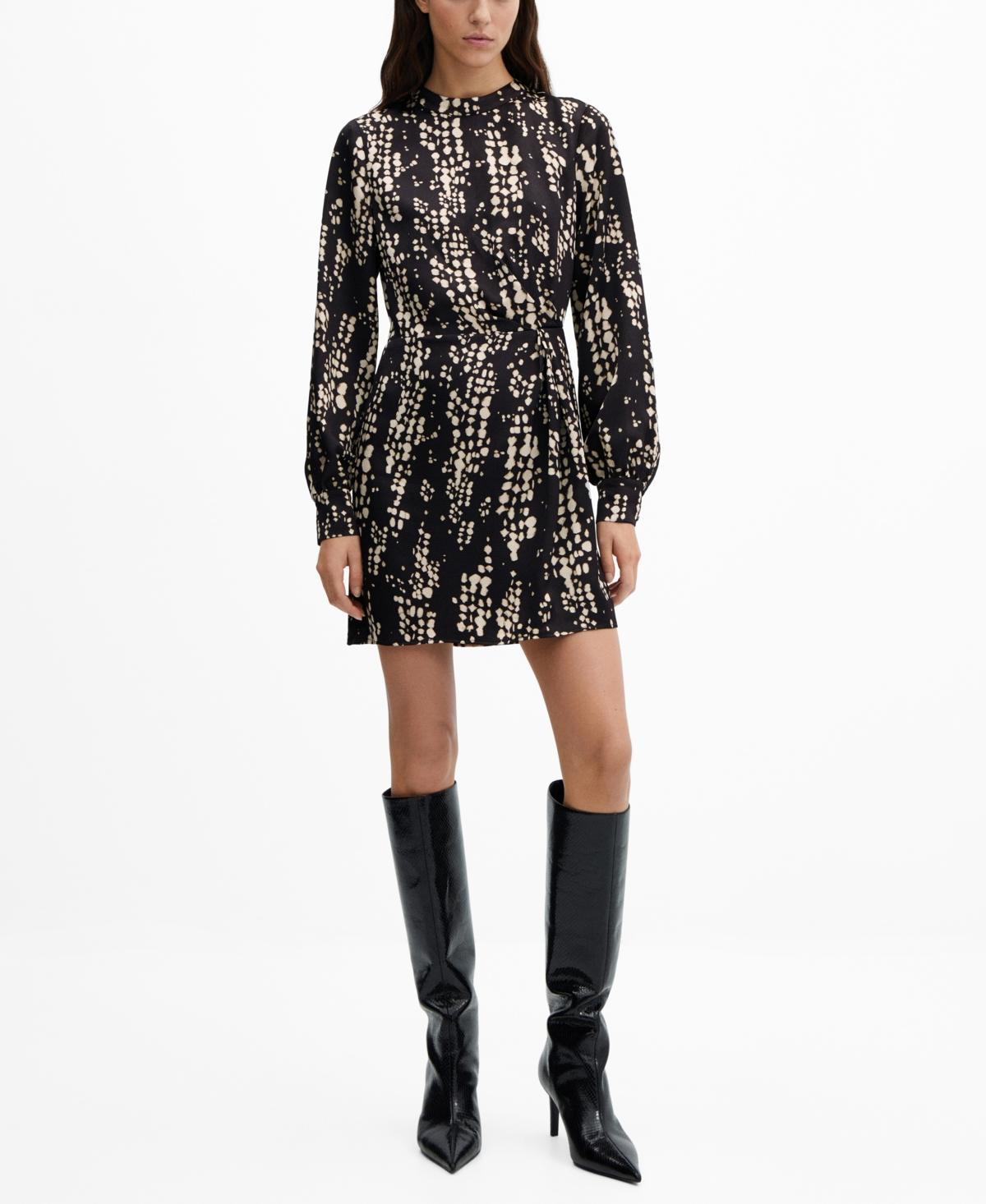 MANGO Cole Print Long Sleeve Minidress Product Image