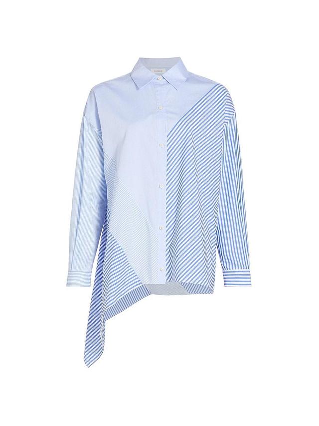 Womens Asymmetric Patchwork Button-Front Shirt Product Image