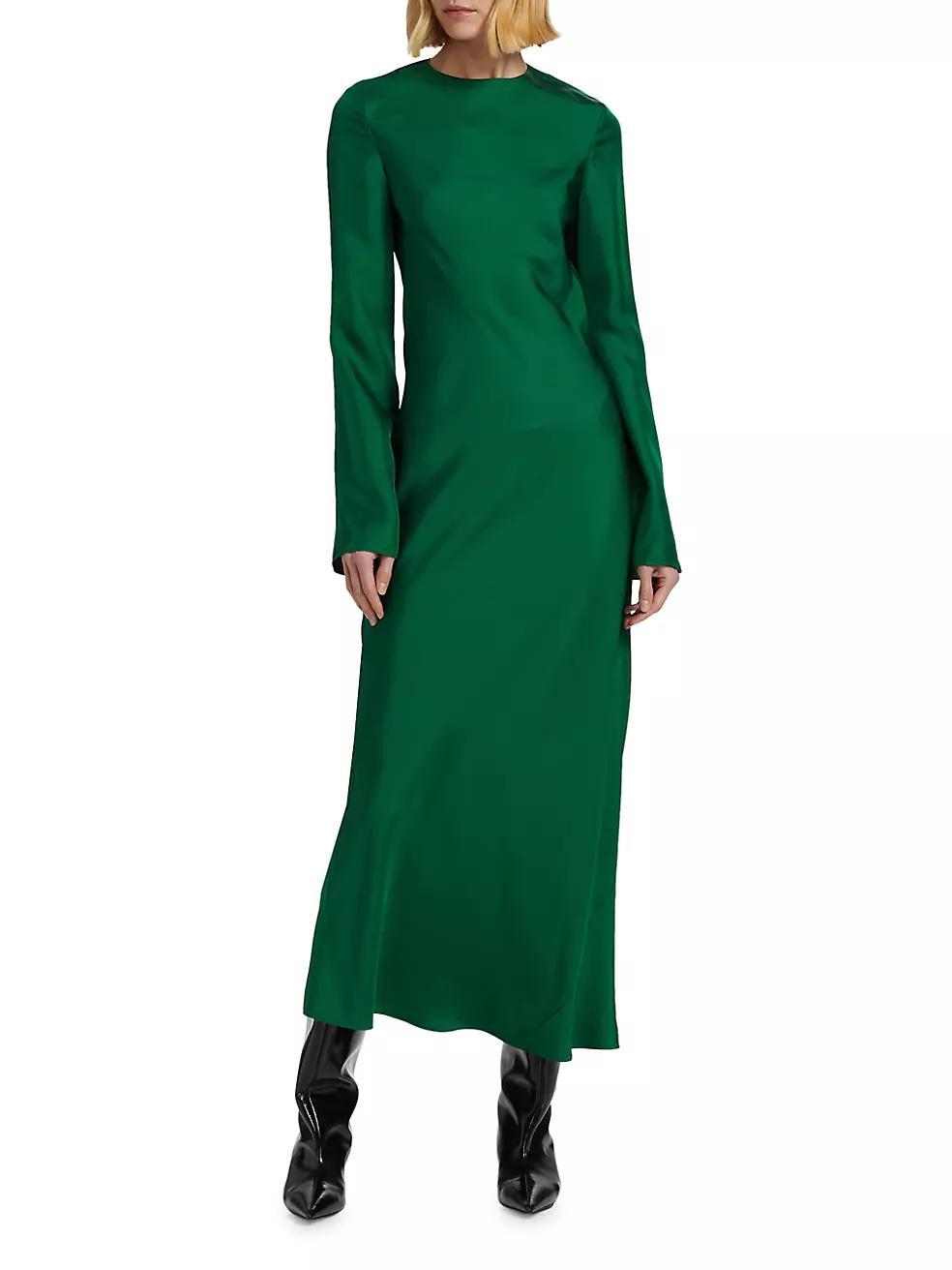 Minimal Wide-Sleeved Silk Dress Product Image