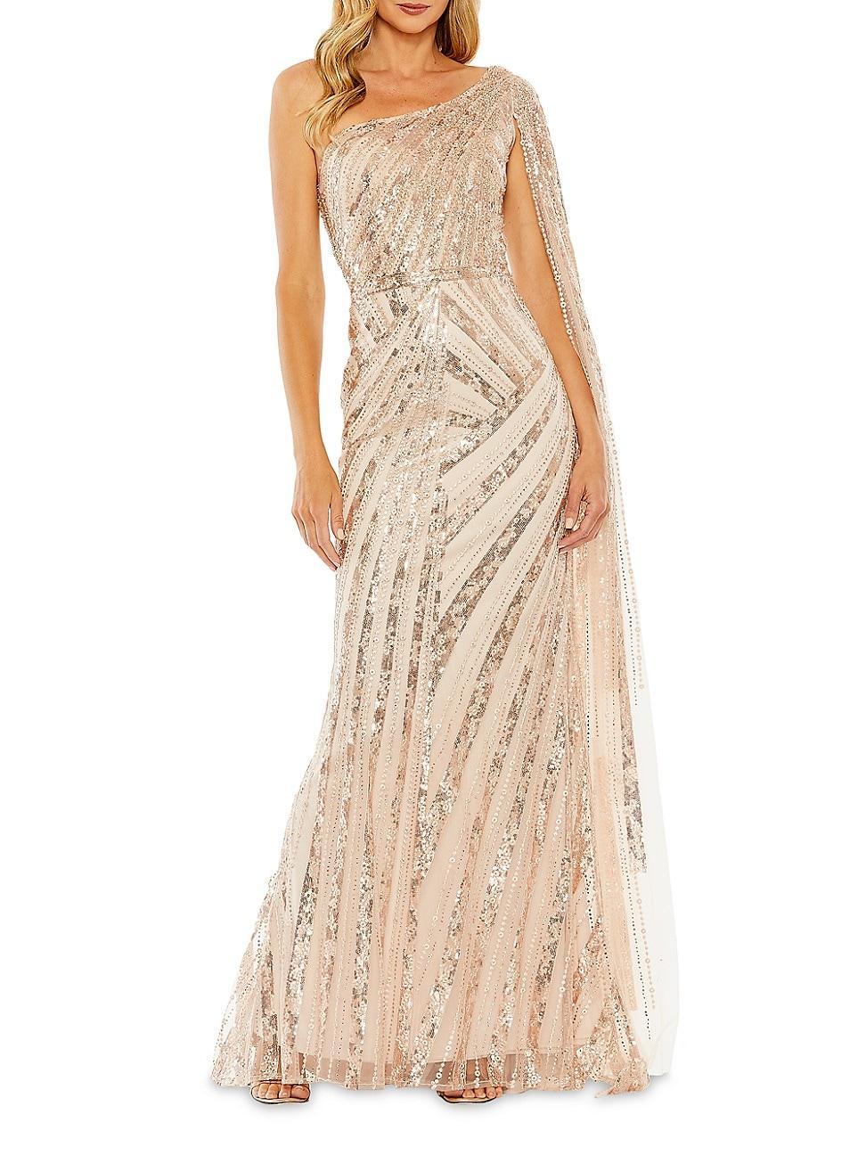 Womens Asymmetric Sequined Gown Product Image