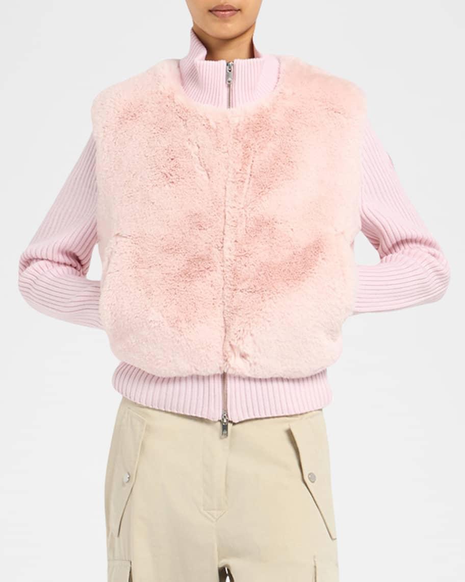 Dua Bunny Faux-Fur Ribbed Sweater Jacket Product Image