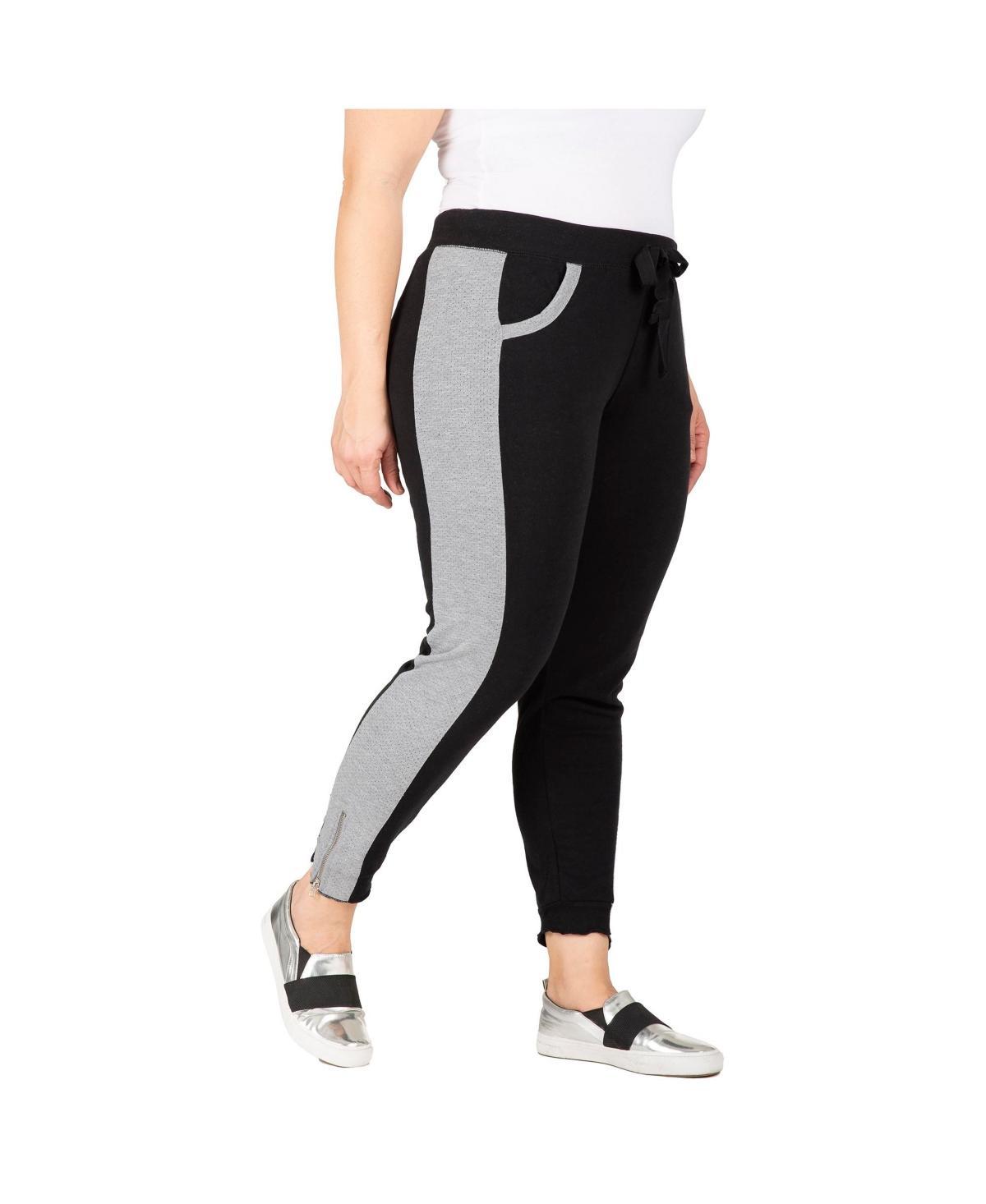 Womens Plus Size French Terry Contrast Side Panel Jogger Pants Product Image