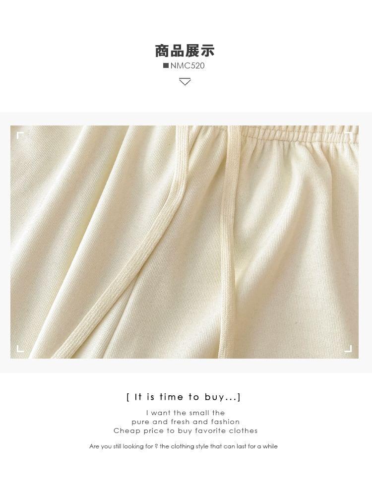 Fleece-Lined Drawstring High-Waist Wide-Leg Pants in 5 Colors Product Image