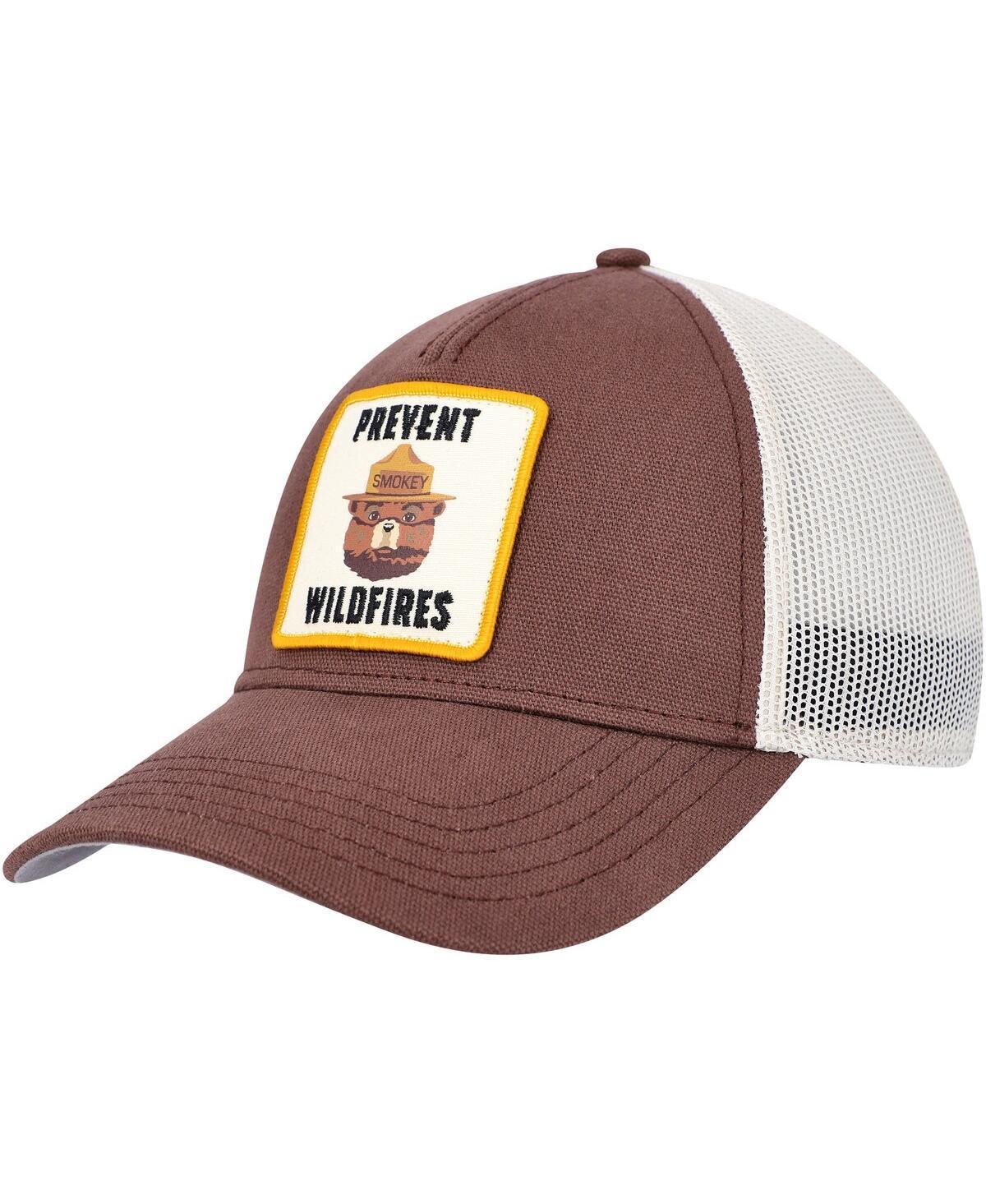 Mens American Needle Brown Smokey the Bear Valin Trucker Snapback Hat - Brown Product Image