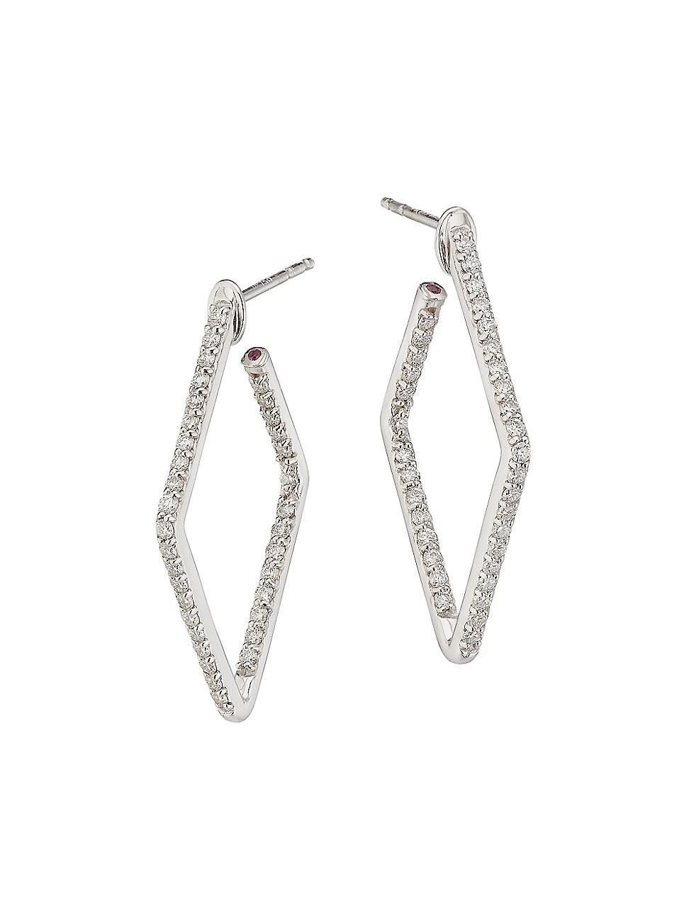 Roberto Coin Inside Out Diamond Square Hoop Earrings Product Image