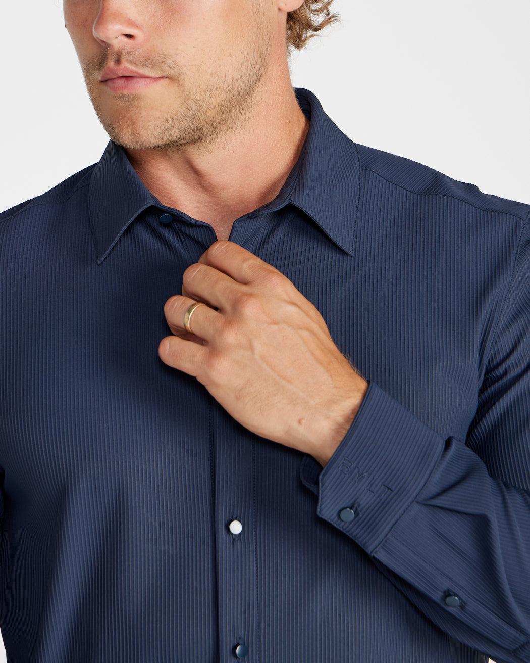 Ribbed+ Long Sleeve Button Down Product Image