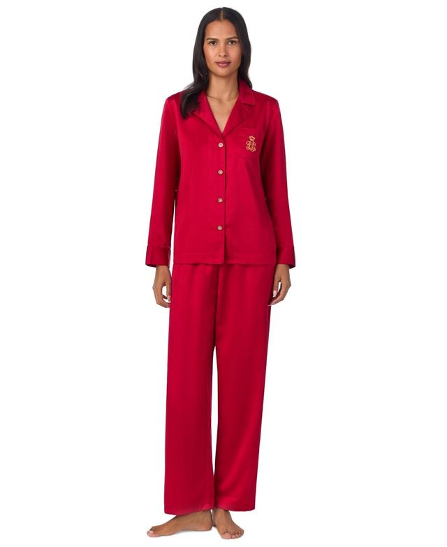 Lauren Ralph Lauren Womens Satin Notched-Collar Pajama Set Product Image