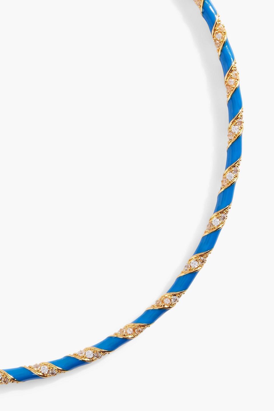 Gold-tone, Crystal And Enamel Choker In Royal Blue Product Image