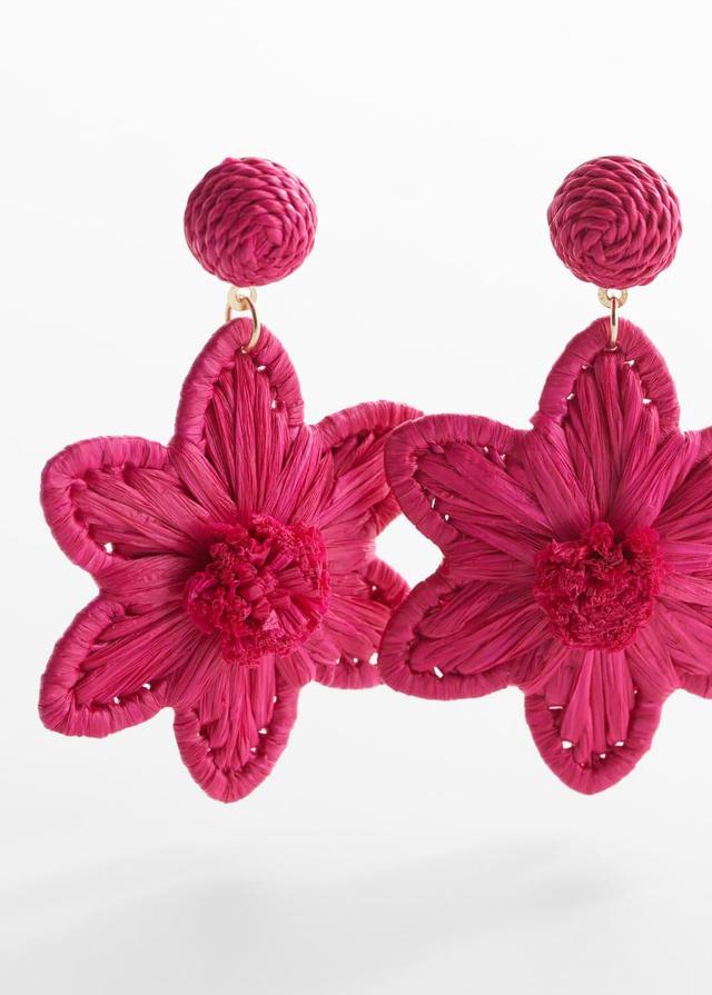 MANGO - Flowers raffia earrings - One size - Women Product Image