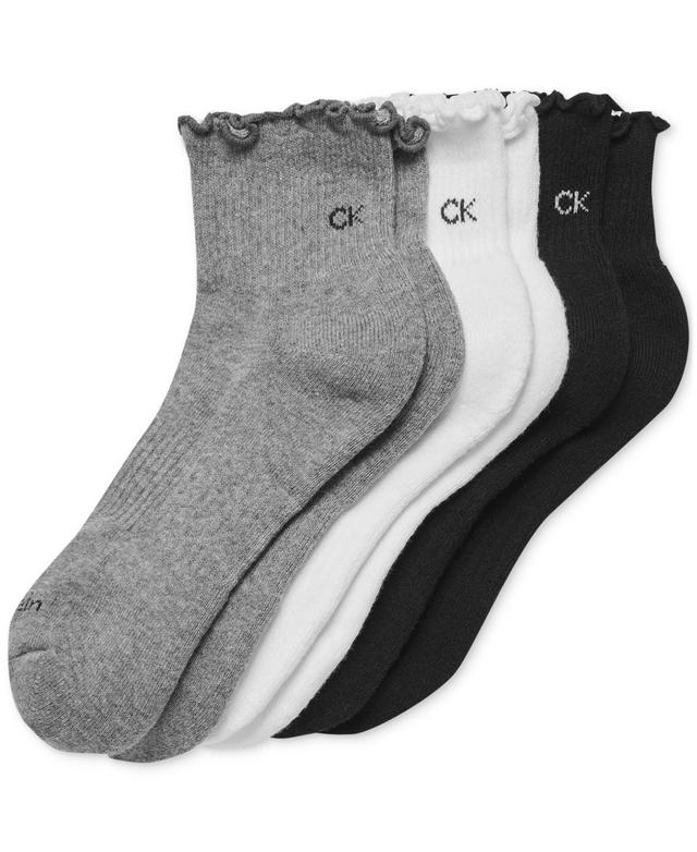 Calvin Klein Womens 3-Pk. Ruffled Quarter Performance Socks Product Image