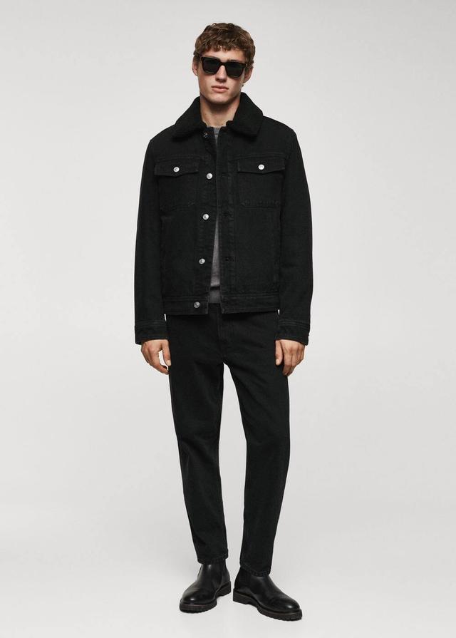 MANGO MAN - Shearling denim jacket black denimMen Product Image