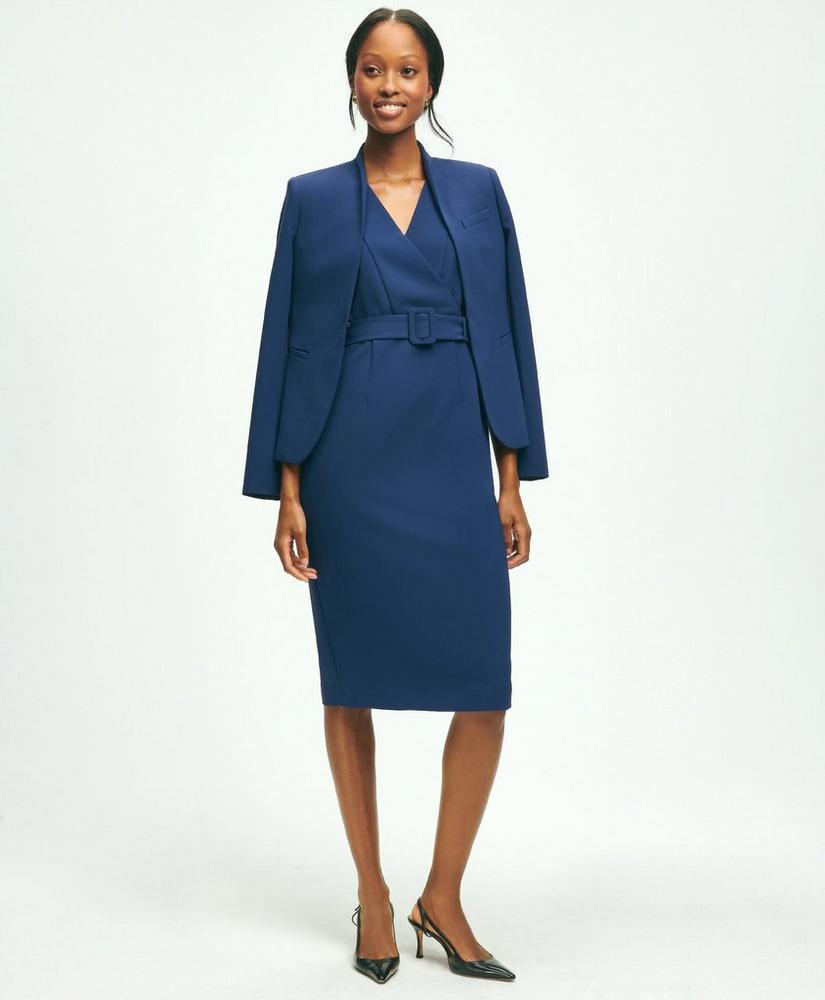 Fine Twill Crepe V-Neck Sheath Dress Product Image