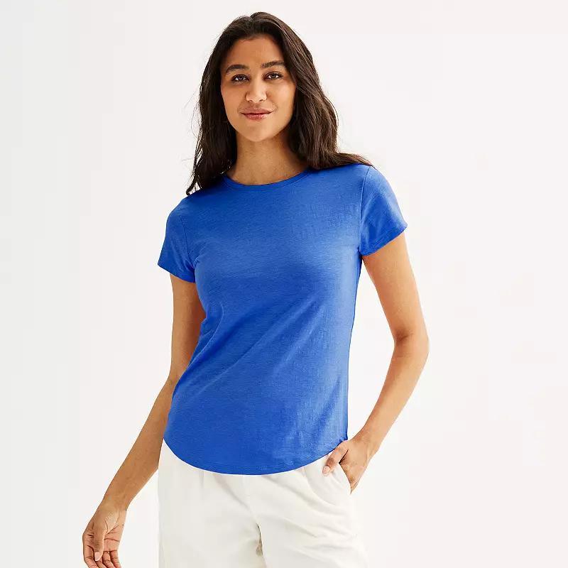 Womens Sonoma Goods For Life Short-Sleeve Crew Tee Blue Campanula Product Image