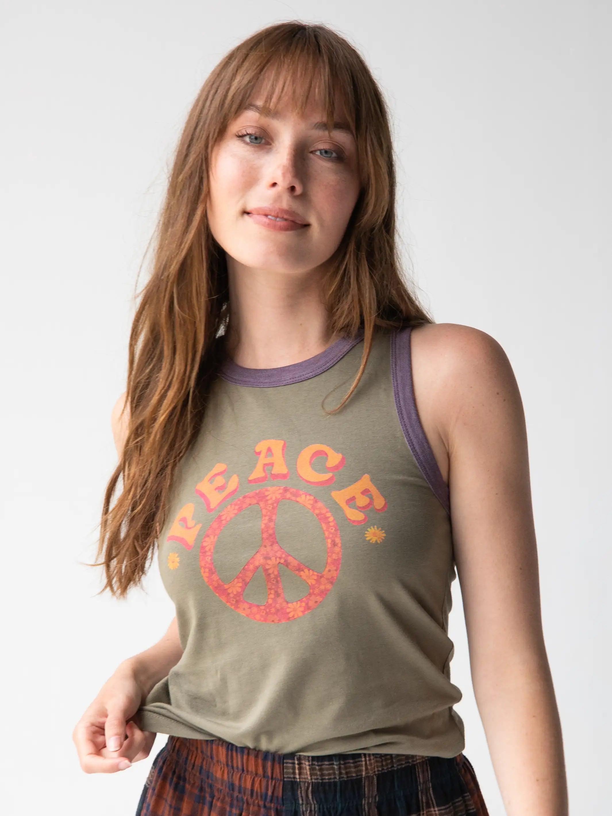 Ringer Tank Top - Peace Product Image