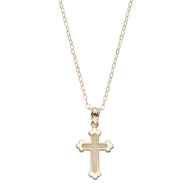 10k Gold Textured Cross Pendant Necklace, Womens Product Image