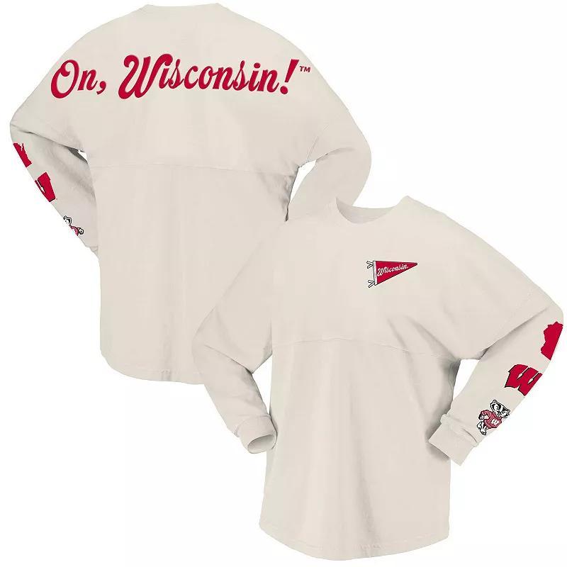 Womens Spirit Jersey Natural Wisconsin Badgers Local Long Sleeve T-Shirt Product Image