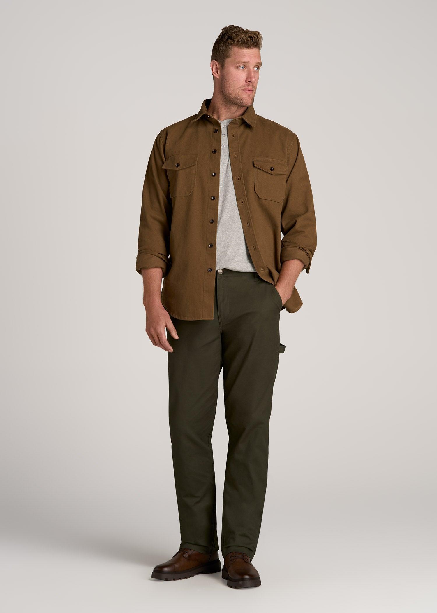 LJ&S Stretch Canvas REGULAR-FIT Carpenter's Pants for Tall Men in Thyme Green Product Image