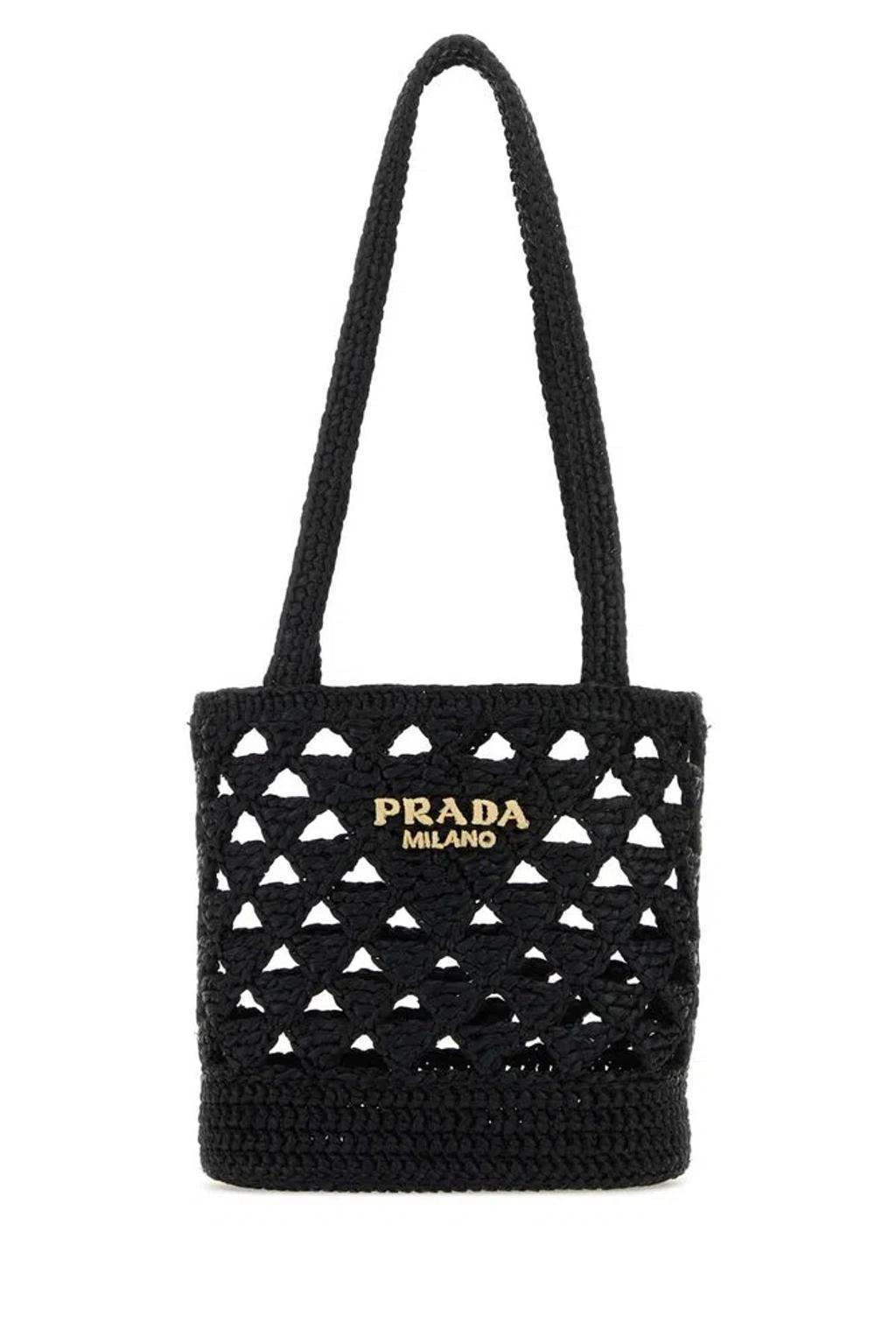 Logo Crochet Tote Bag In Black Product Image