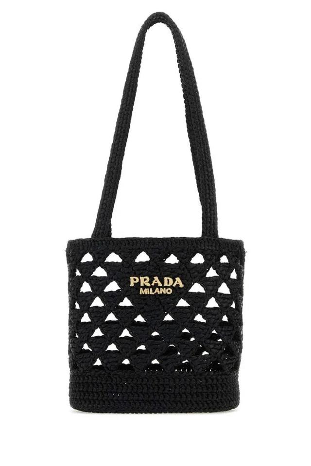 Logo Crochet Tote Bag In Black Product Image