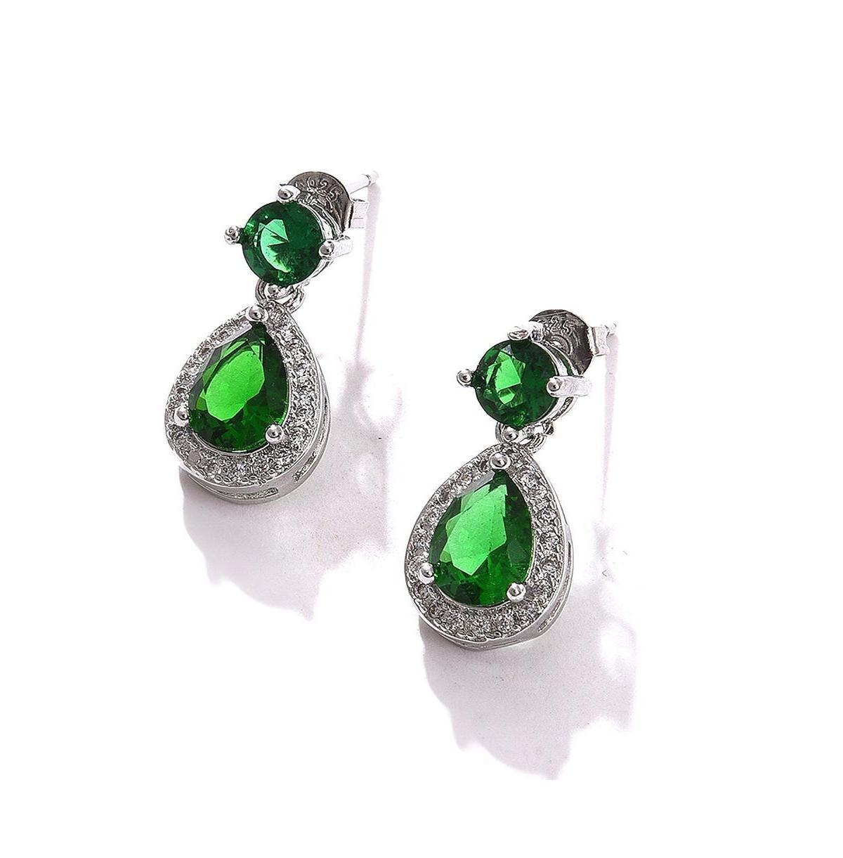 Sohi Womens Green Teardrop Stone Drop Earrings product image