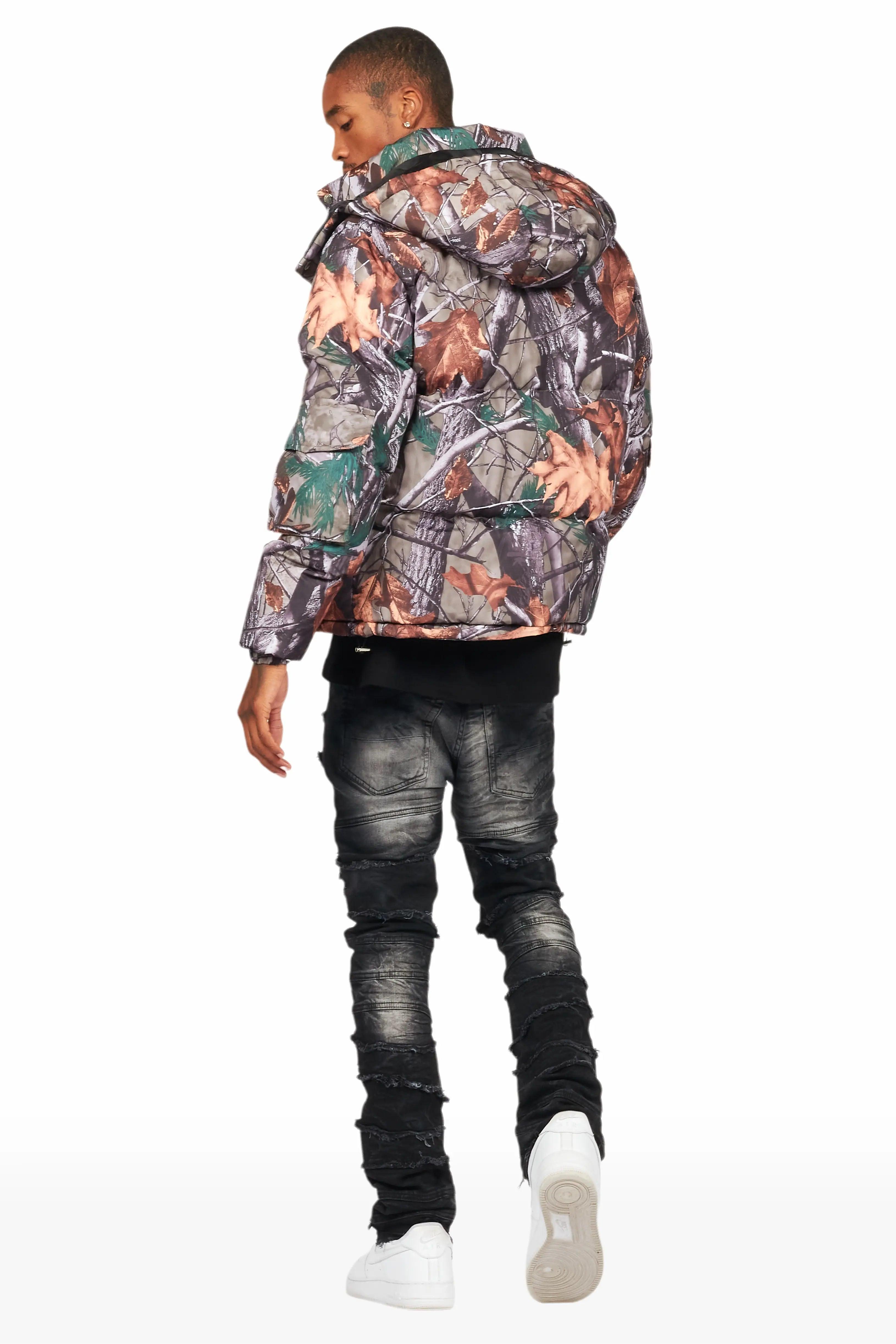 Bandik Beige Tree Camo Puffer Jacket Male Product Image