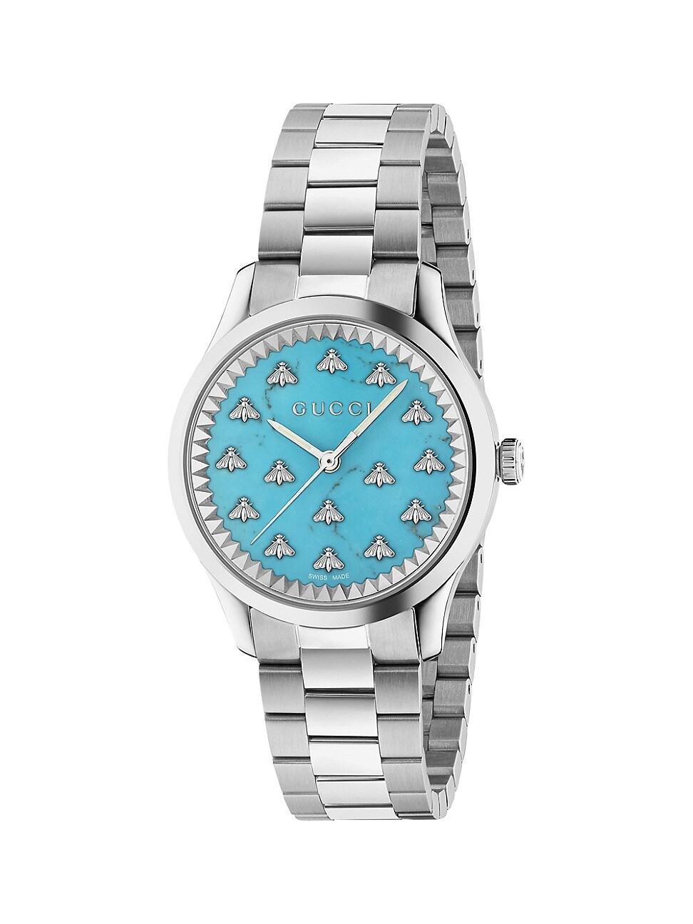 Womens G-Timeless Stainless Steel & Turquoise Bracelet Watch Product Image