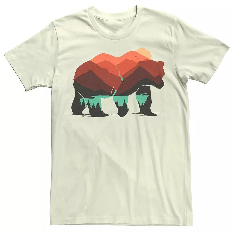 Mens Stay Wild Bear Forest Landscape Graphic Tee Natural Product Image