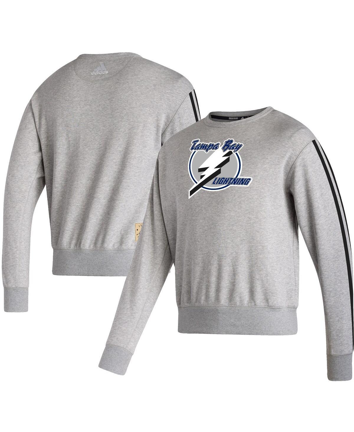 Mens adidas Heathered Gray Tampa Bay Lightning Team Classics Vintage-Like Pullover Sweatshirt Product Image