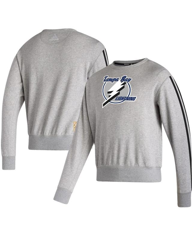 Mens adidas Heathered Gray Tampa Bay Lightning Team Classics Vintage-Like Pullover Sweatshirt Product Image