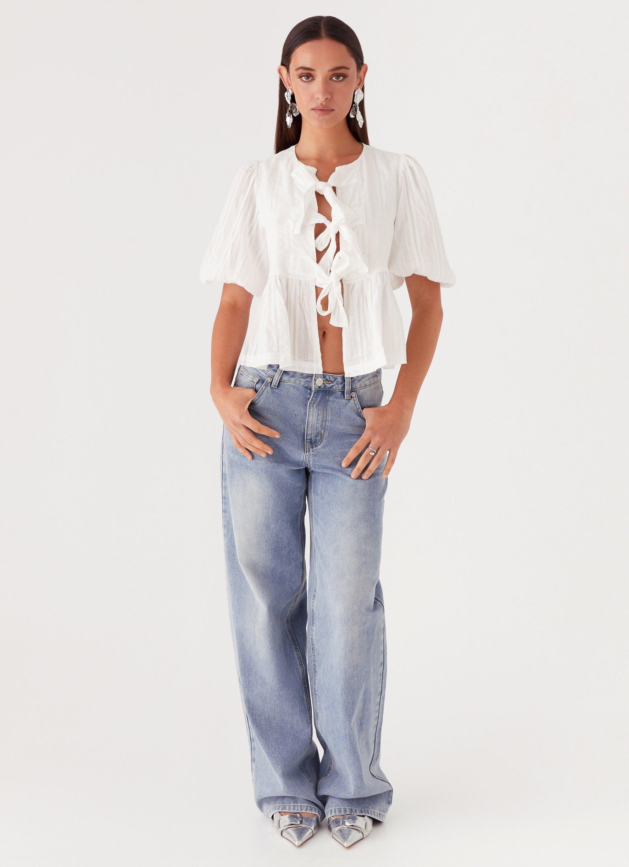 Western Wind Tie Top - White Product Image