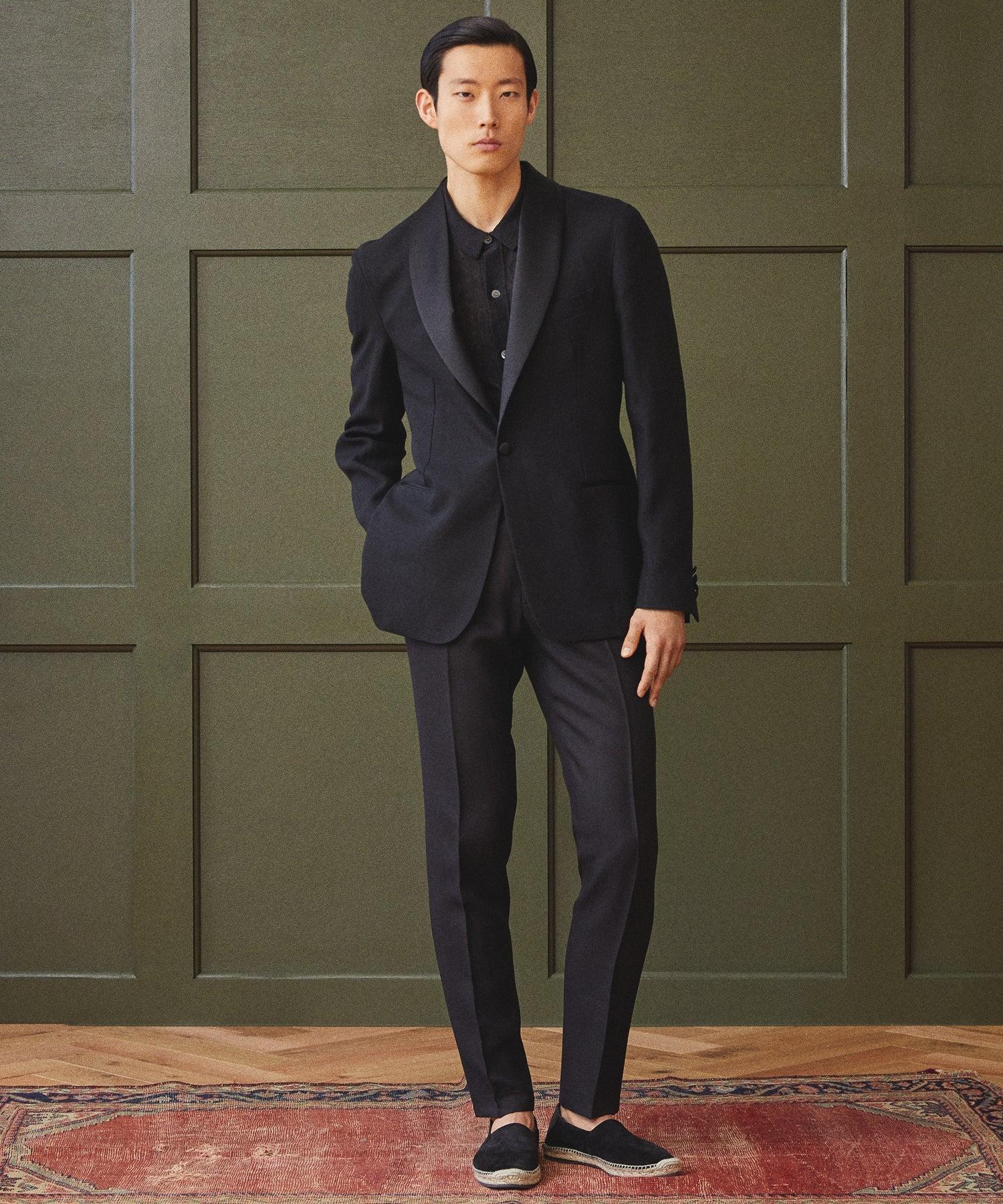 Italian Linen Tuxedo Trouser in Black Product Image