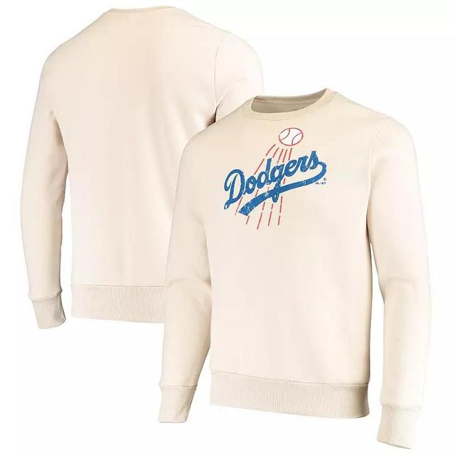 Mens Majestic Threads Oatmeal Los Angeles Dodgers Fleece Pullover Sweatshirt Product Image