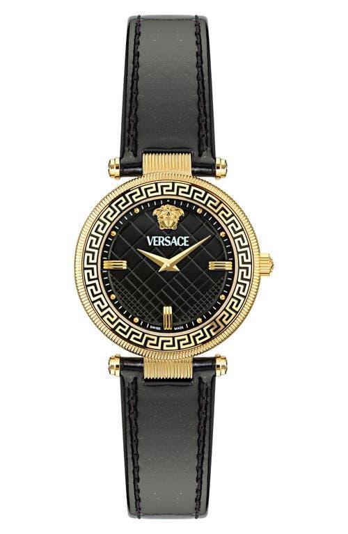 VERSACE Women's Swiss Black Leather Strap Watch 35mm In Multi Product Image