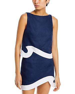 STAUD - Raphael Curved Strapless Linen Top - NavyModa Operandi Product Image