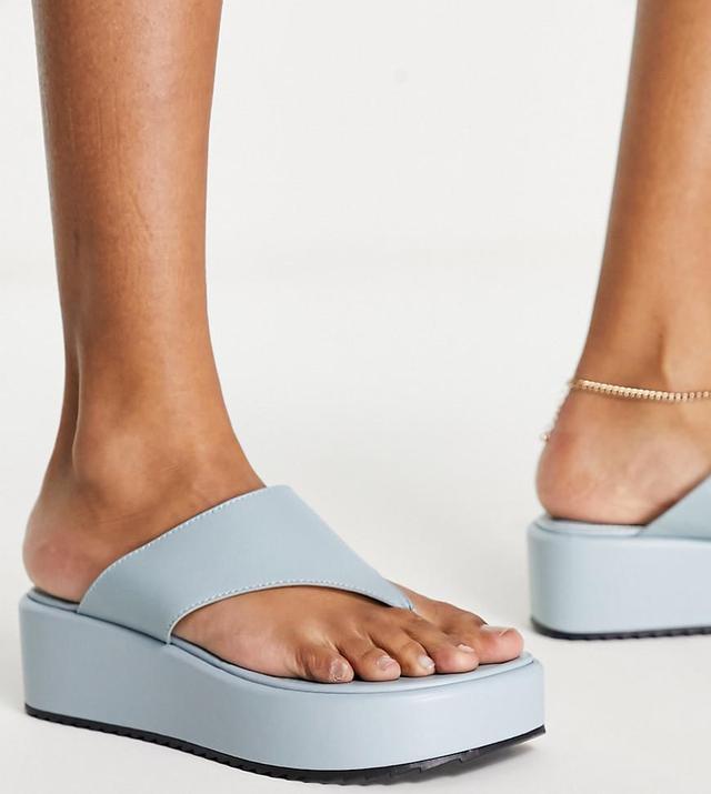 ASOS DESIGN Wide Fit Tamari leather toe thong flatform sandals Product Image