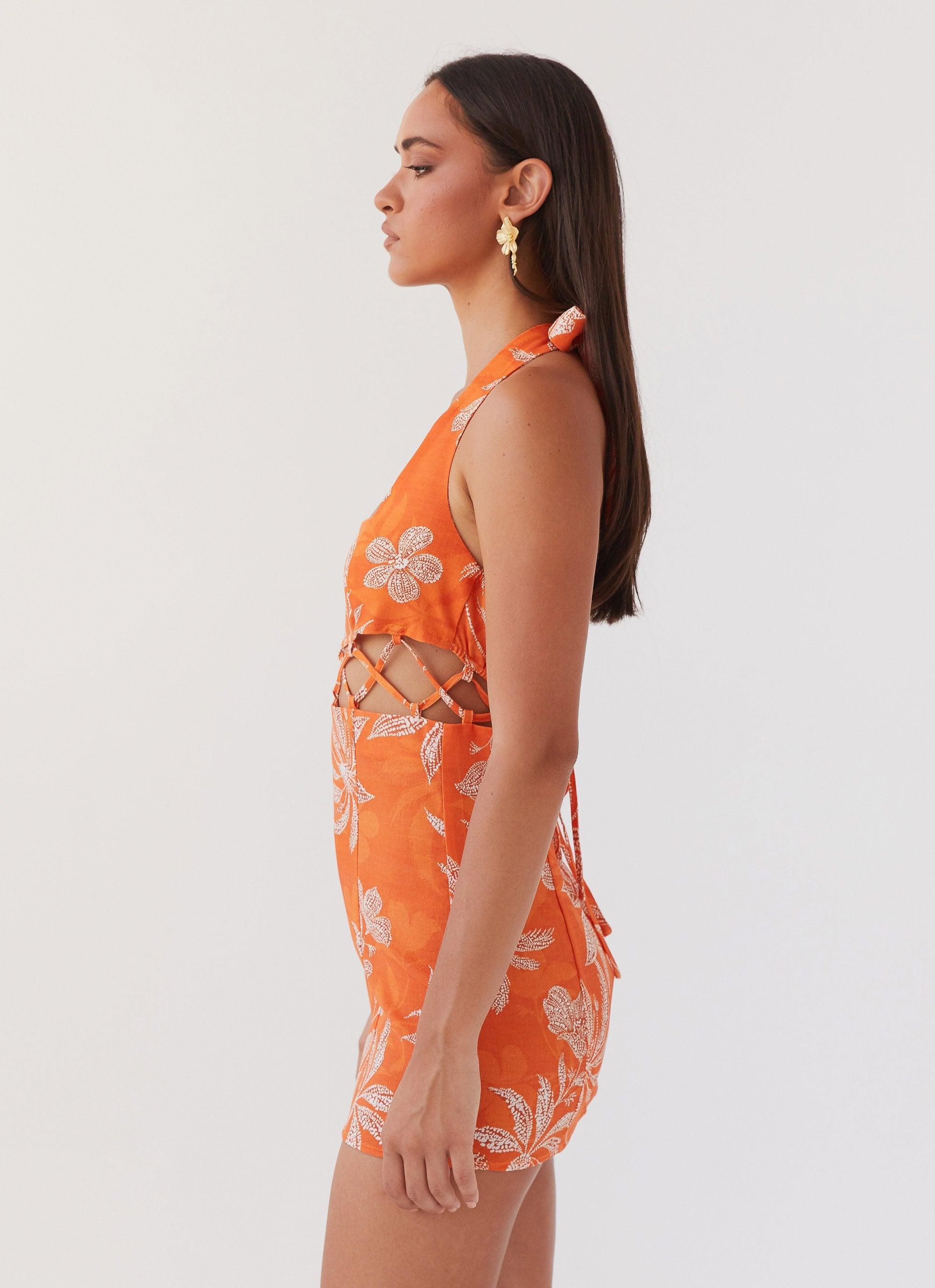 Lyra Linen Mini Dress - Tropic Sunset Product Image