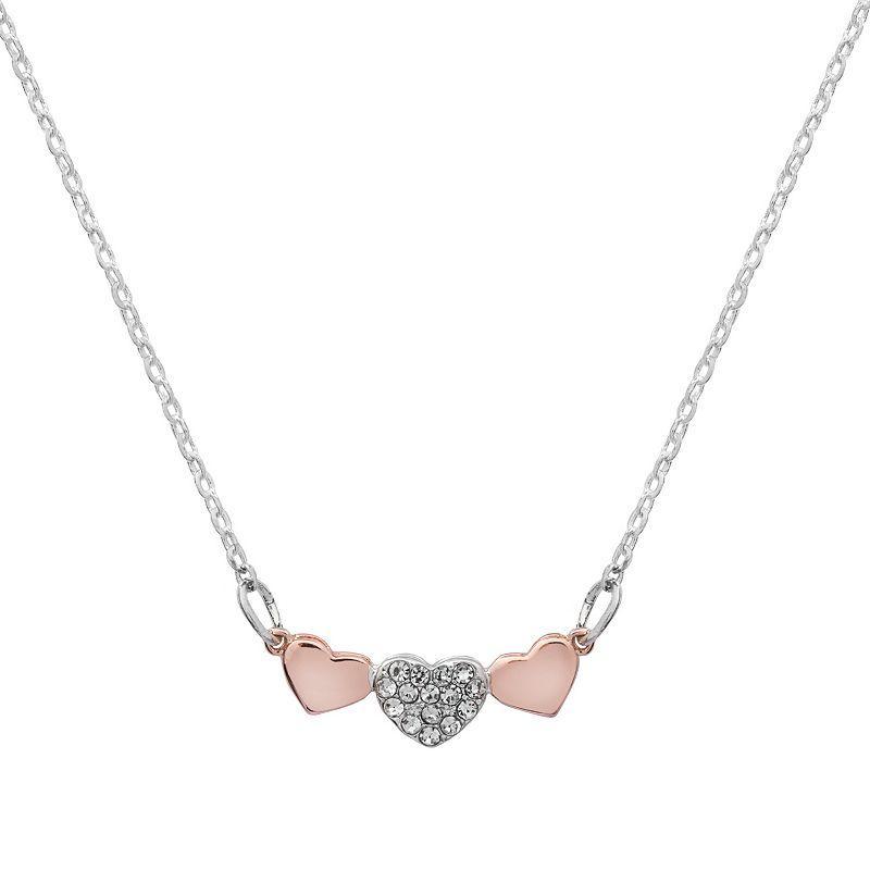 LC Lauren Conrad Two Tone Triple Heart Necklace, Womens, Clear Product Image