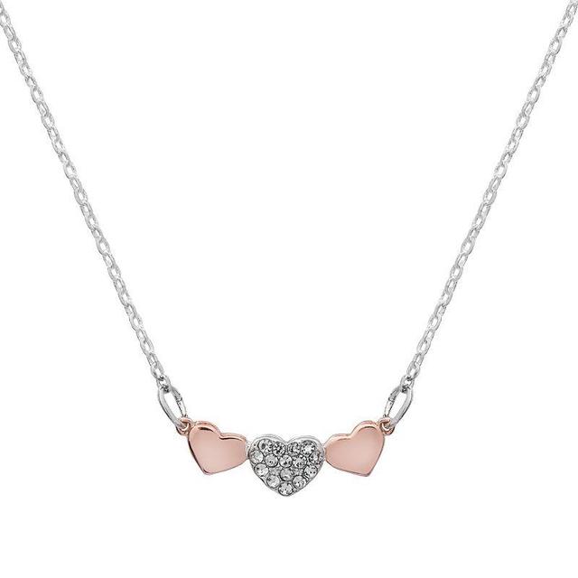 LC Lauren Conrad Two Tone Triple Heart Necklace, Womens, Clear Product Image