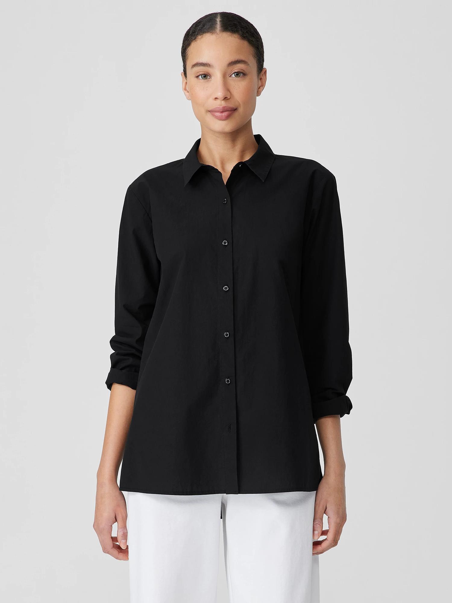 EILEEN FISHER Washed Organic Cotton Poplin Classic Collar Shirtfemale Product Image