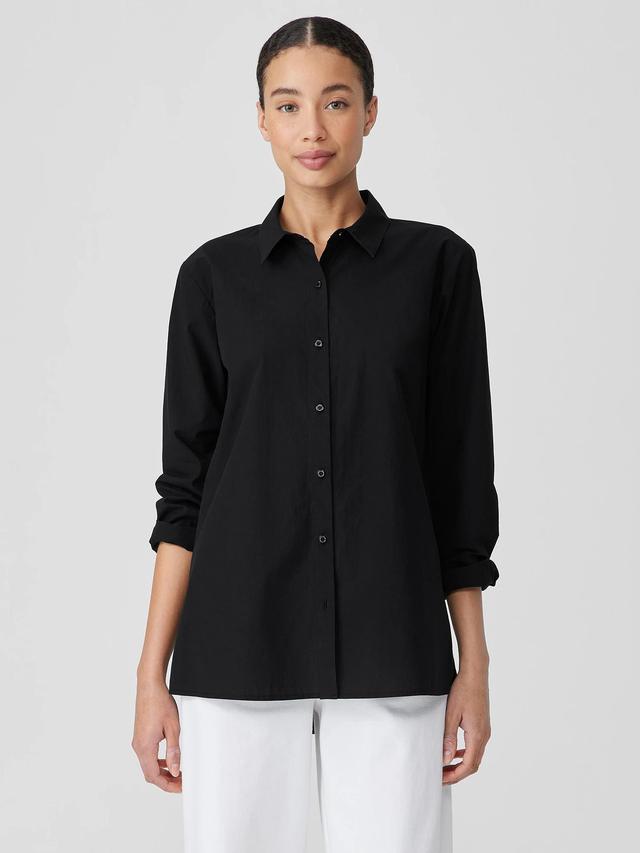 EILEEN FISHER Washed Organic Cotton Poplin Classic Collar Long Shirtfemale Product Image