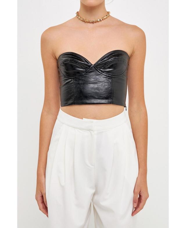 Grey Lab Womens Cropped Leather Bustier Top Product Image