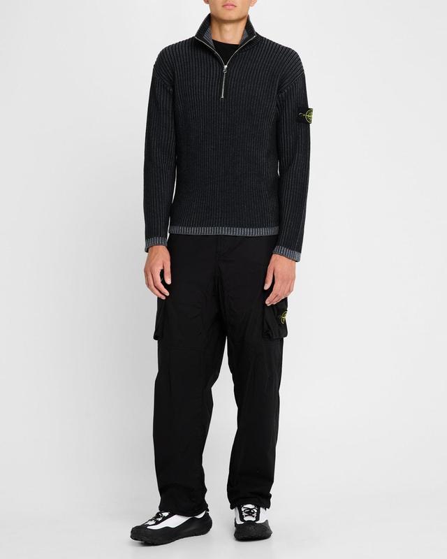 Mens Quarter-Zip Ribbed Sweater Product Image